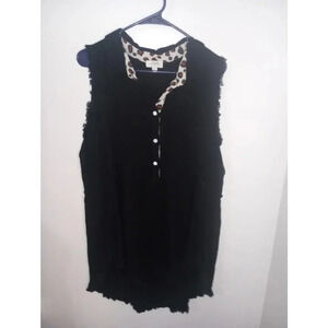 Women's Umgee Tank Black Leopard Distressed